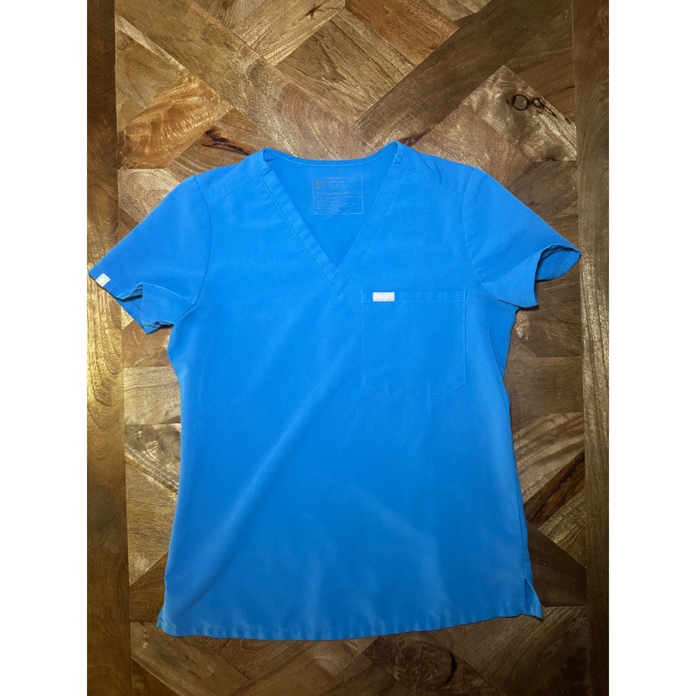 FIGS Royal Blue Catarina One Pocket V-Neck Scrub Top Womens XS